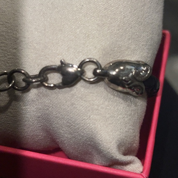 Brighton Black Leather and Silver Heart Cupid Bracelet - Picture 6 of 13